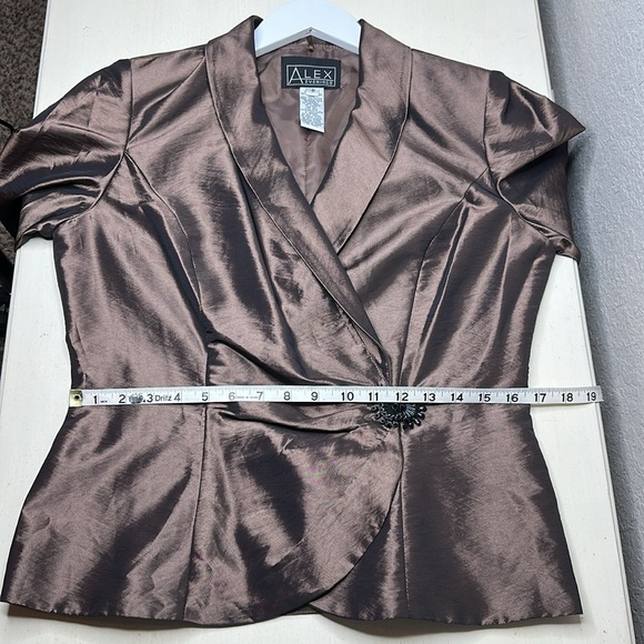 NWT Alex Evenings 3/4 Sleeve Side Closure Blouse Jacket with Collar Size M - Picture 16 of 16